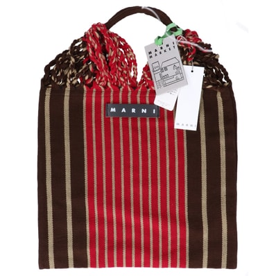 マルニ 【新品同様】SHMH0009A0 MARKET HAMMOCK BAG ストライプ マーケット ハンモックバッグ/