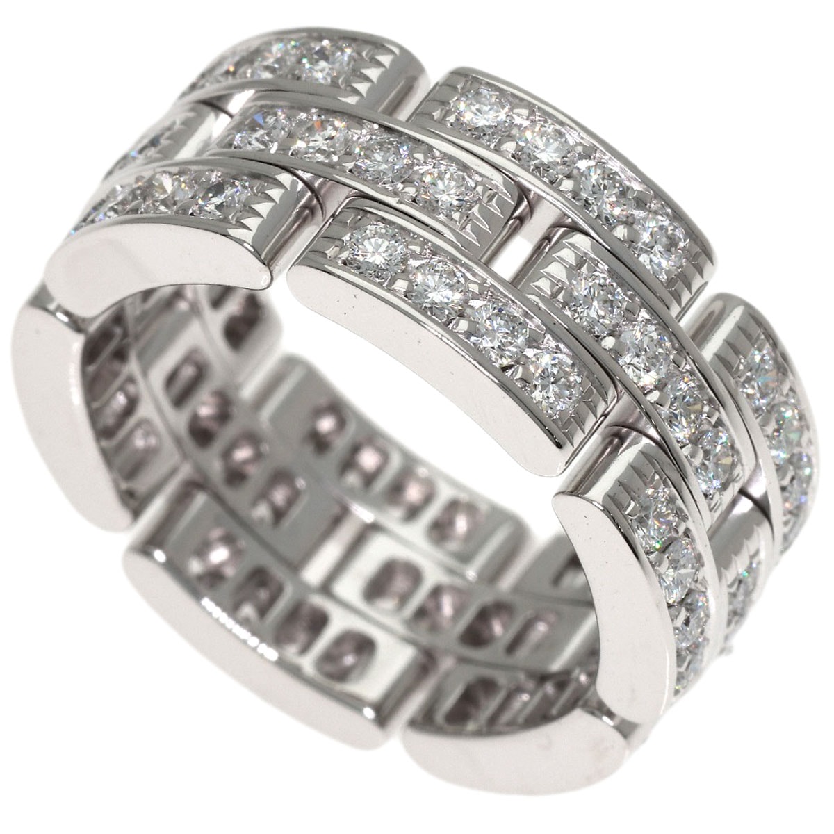 CARTIER カルティエ マイヨンパンテール フルダイヤモンド #50 リング・指輪 K18WG レディース [中古]