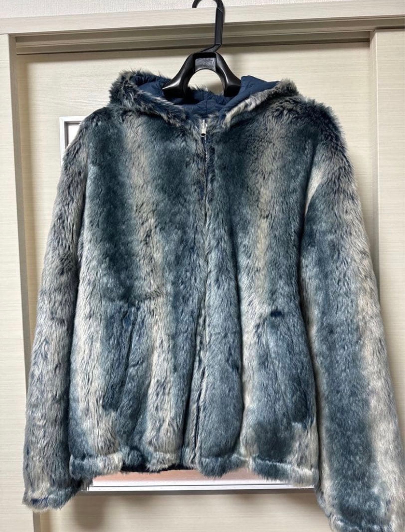 Supreme Faux Fur Reversible Hooded Jacket "Blue"