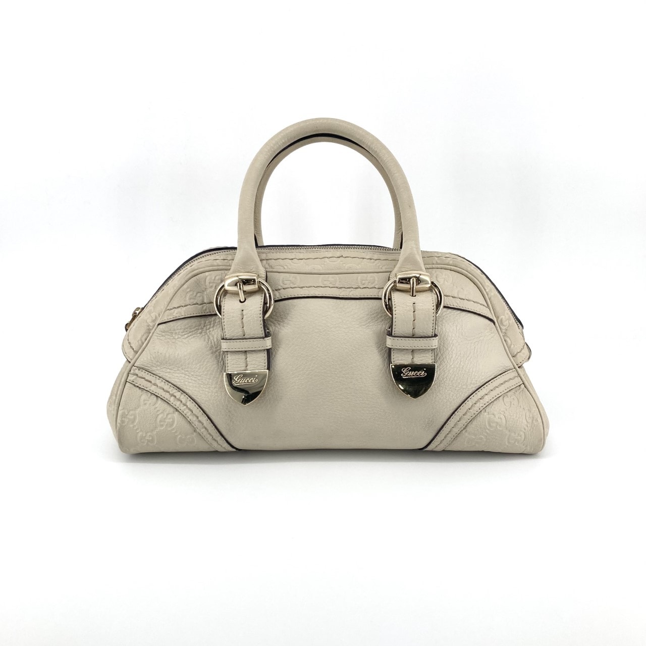 GUCCI(グッチ) シニョリア シマ GGシグネチャー ゴールド金具 181508 ミニボストンバッグ アイボリー