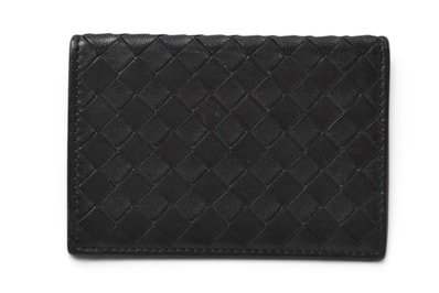 ボッテガヴェネタ カードケース/名刺入れ/パスケース/ID BOTTEGA VENETA イントレチャート レザー ブラック 113998【中古】