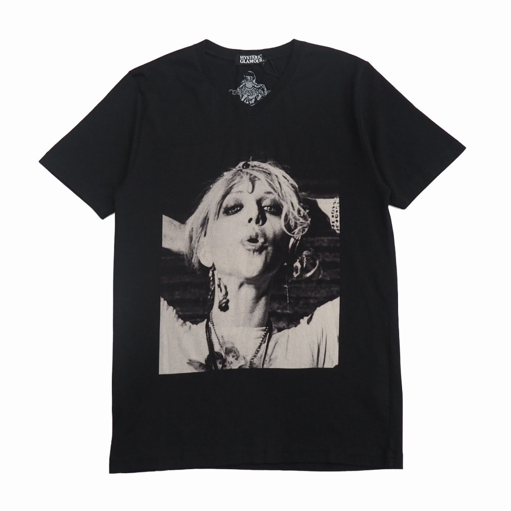 ■未使用品■HYSTERIC GLAMOUR ヒステリックグラマー COURTNEY LOVE 半袖Tシャツ サイズS Vネック グラフィック プリント 20261009/RB1275