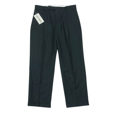 WACKO MARIA ワコマリア 21AW 21FW-WMP-TR17 DORMEUIL ドーメル社製生地 TROUSERS プリーツ ストライプ スラックス パンツ トラウザーズ ネイビー系 S【新古品】【未使用】【中古】