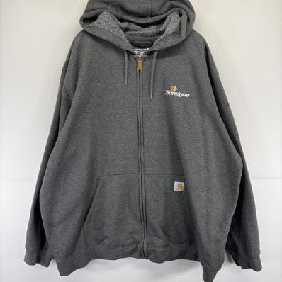 古着 カーハート Carhartt パーカー フルジップ 刺繍 大きいサイズ ワンポイント スウェット ロゴ ビッグサイズ 3XL グレー メンズ
