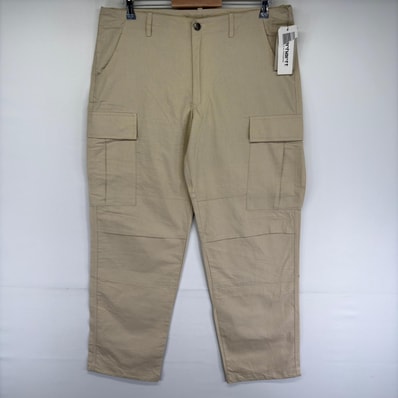 古着 デッドストック カーハート Carhartt パンツ ジッパーフライ ワンポイントロゴ リップストップ ジップ L ベージュ系 メンズ