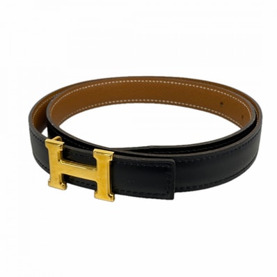 【6dd5199】エルメス ベルト コンスタンスベルト ボックスカーフ クシュベル ブラック ゴールド ゴールド金具 □B刻印【中古】レディース