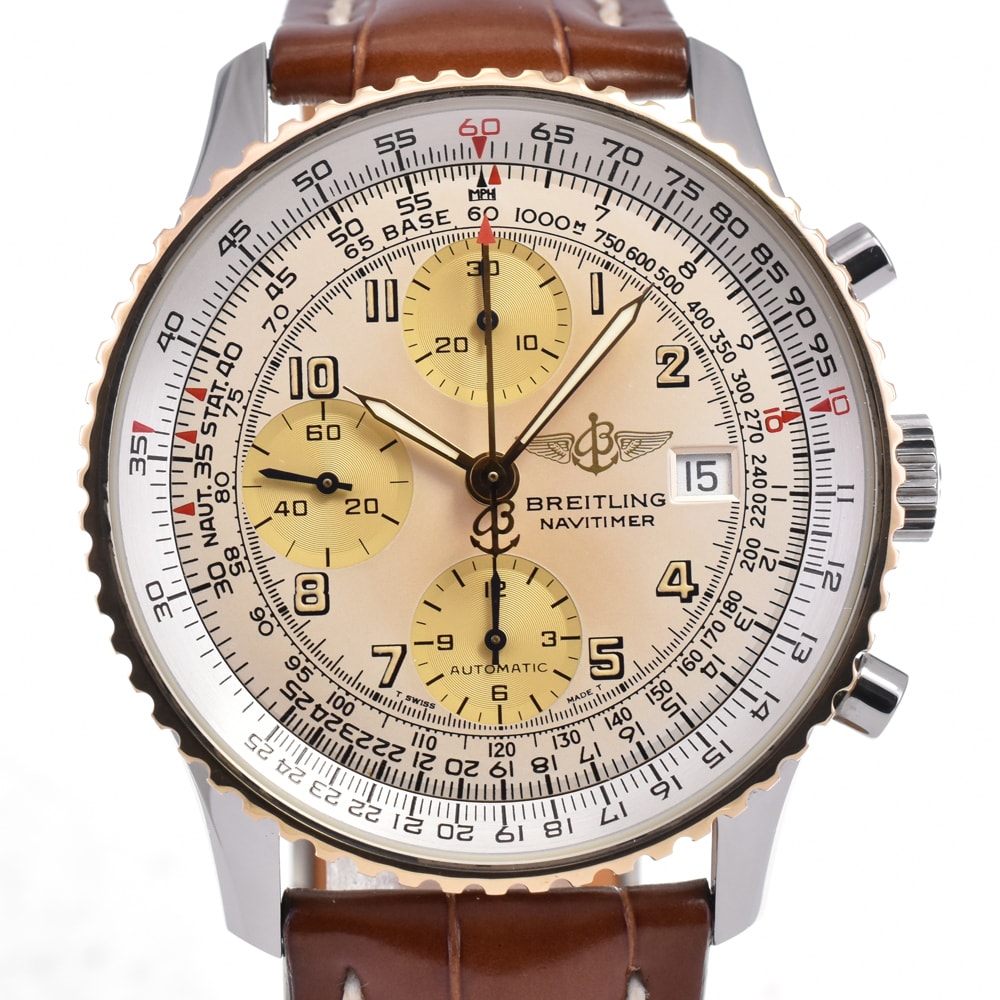 ブライトリング BREITLING D13022 オールドナビタイマー K18YG ベゼル 自動巻き メンズ 良品 箱付き H#144886