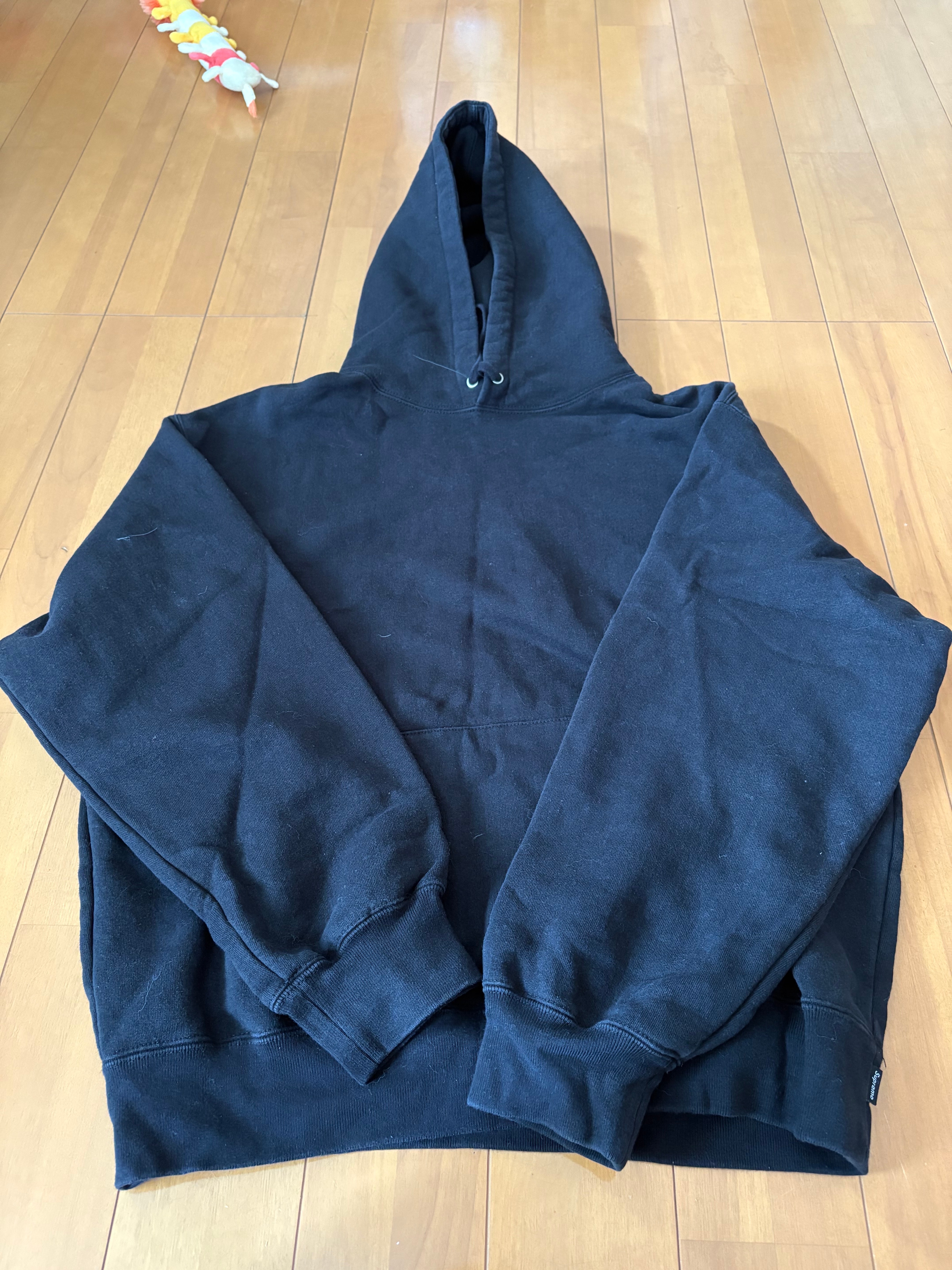 Supreme Satin Applique Hooded Sweatshirt "Black"