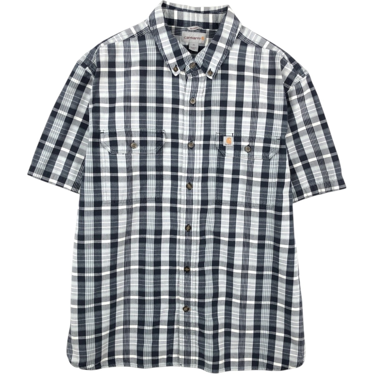 古着 カーハート Carhartt RELAXED FIT 半袖 コットン チェックシャツ メンズXL相当/eaa668081