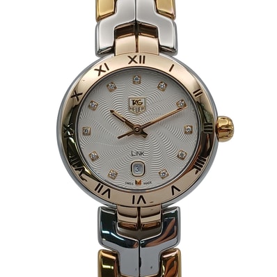 TAG HEUER タグホイヤー Link リンク 11P ダイヤモンド 29mm 18KGP×SS 腕時計 WAT1450.BB ステンレススチール ホワイト シルバー ゴールド レディース【中古】