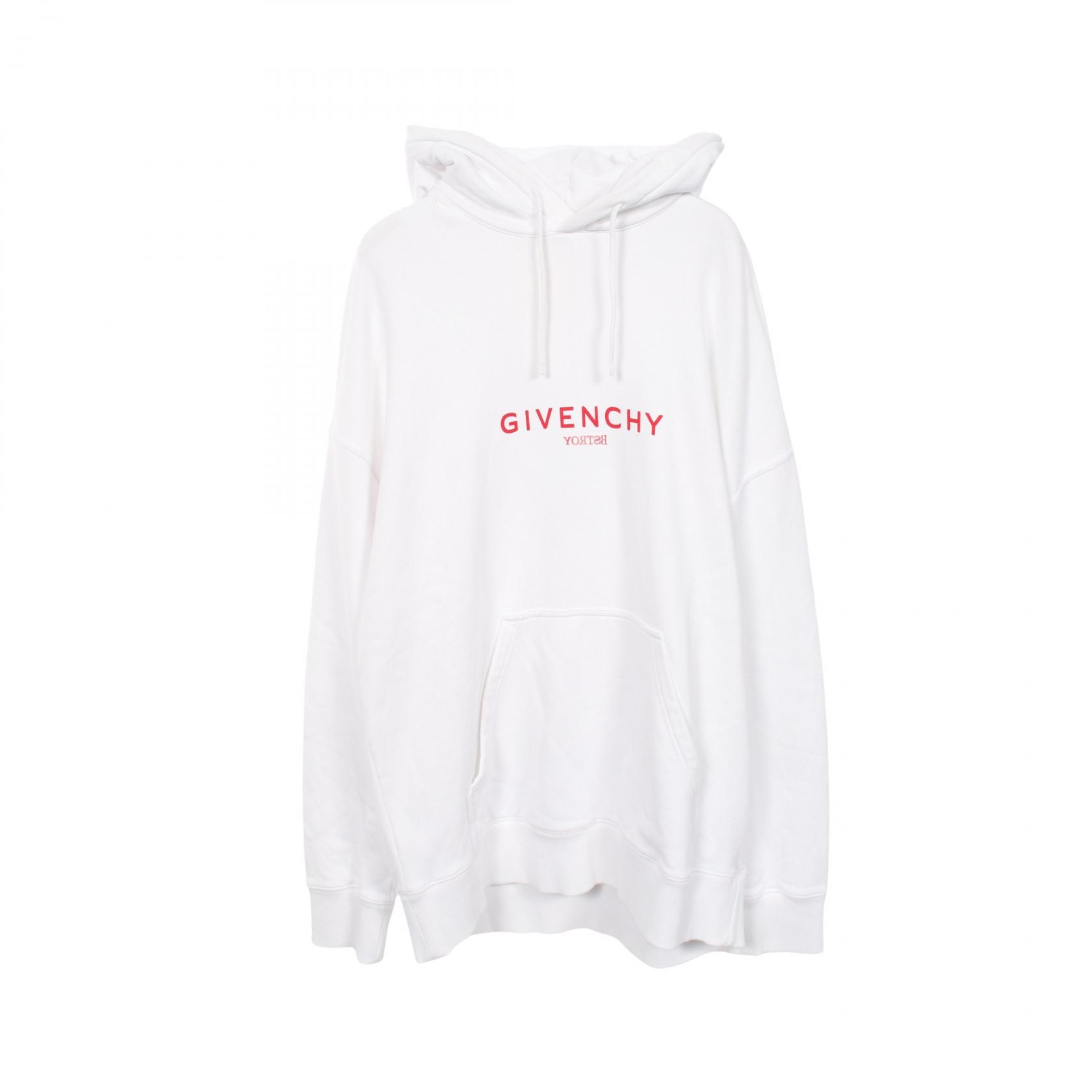 ジバンシィ GIVENCHY ロゴプリント パーカー 衣料品 トップス コットン メンズ ホワイト系 / レッド系 【中古】