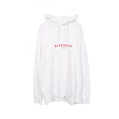 ジバンシィ GIVENCHY ロゴプリント パーカー 衣料品 トップス コットン メンズ ホワイト系 / レッド系 【中古】