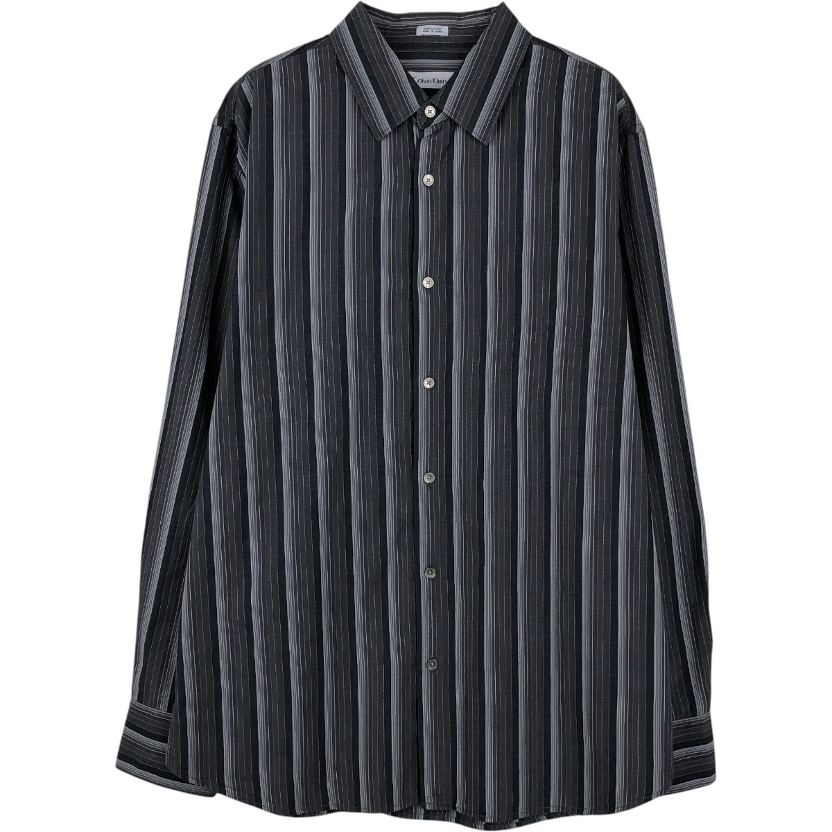 古着 00年代~ カルバンクライン Calvin klein マルチストライプ 長袖 コットンストライプシャツ メンズL相当/eaa659934