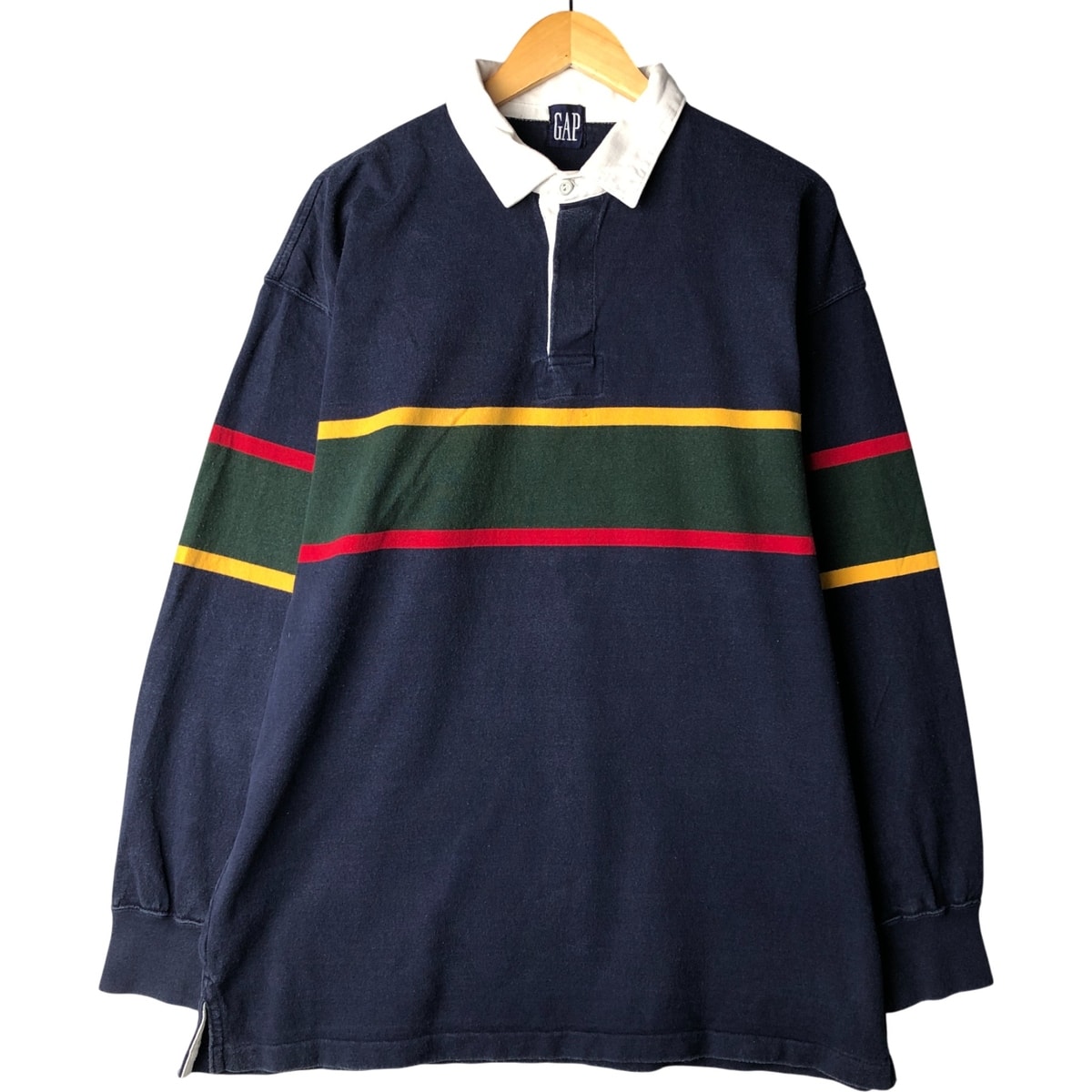 古着 90年代 ギャップ GAP オールドギャップ ボーダー柄 長袖 ラガーシャツ メンズXL相当 ヴィンテージ/eaa589314