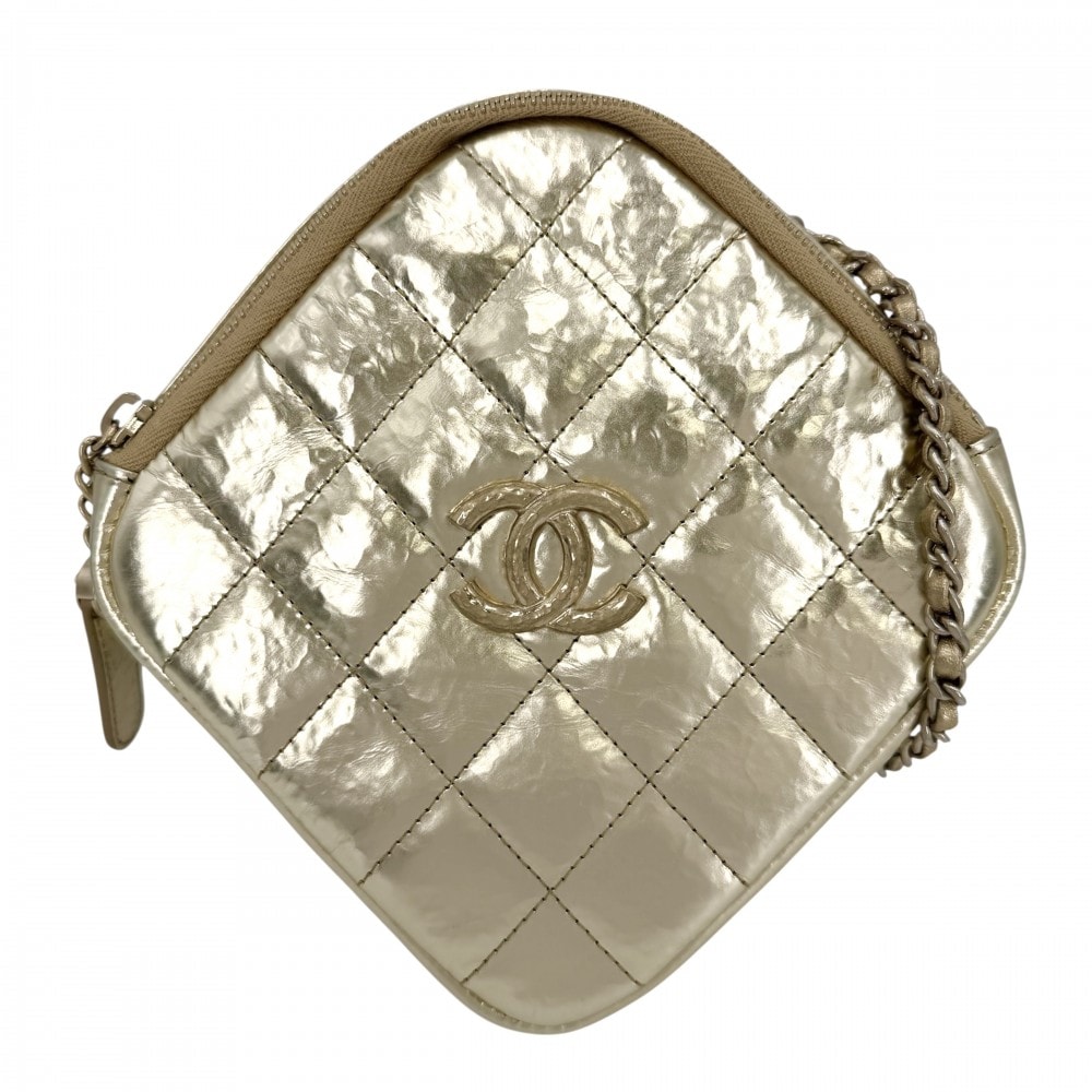 CHANEL シャネル ショルダーバッグ 肩掛け 斜め掛け メタリック マトラッセ チェーンショルダー ココマーク ココ 鞄 かばん レザー    ゴールド ゴールド金具 レディース【中古品】