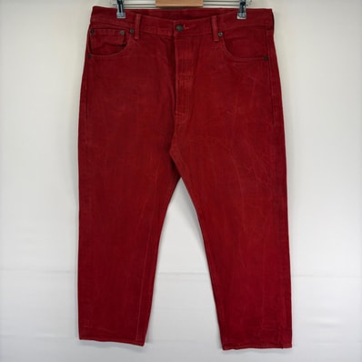 古着 リーバイス Levi's デニム パンツ 501XX ボタンフライ ストレート ジーパン カラーパンツ ジーンズ w38 L30 レッド系 メンズ