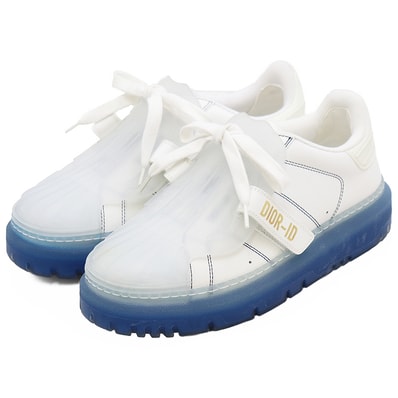 【美品】Christian Dior クリスチャンディオール スニーカー サイズ 36.5 レディース DIOR-ID ディオール アイディー スケルトン ローカット シグネチャー ロゴ 厚底 シューズ 靴 ホワイト ブルー 白 青 イタリア製