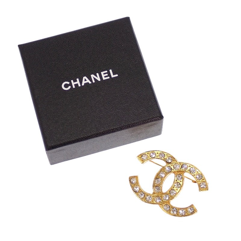 シャネル CHANEL ココマーク ヴィンテージ '71-'80年代 ブローチ メタル ラインストーン ゴールド レディース【中古】【Bランク】