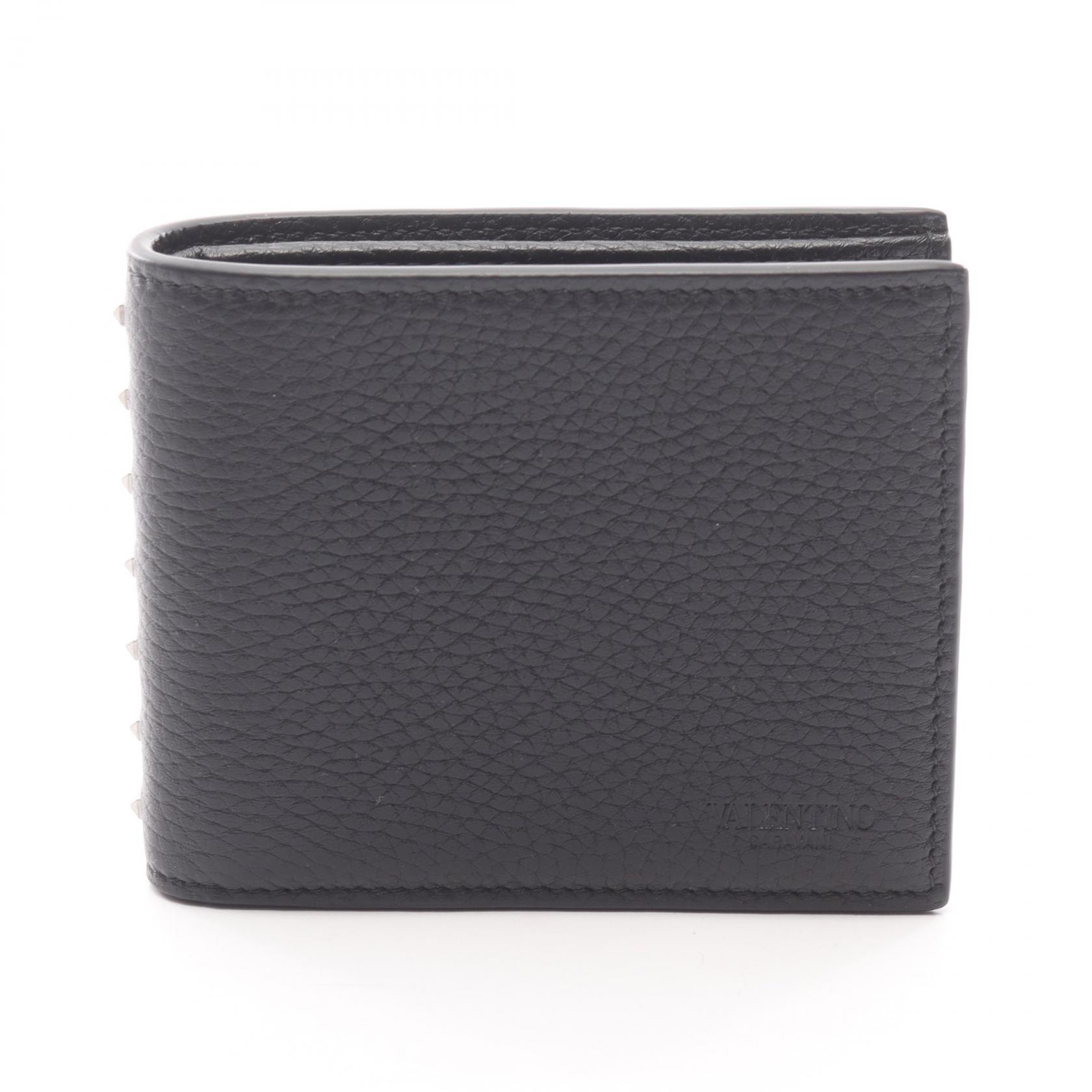 ヴァレンチノ Valentino ロックスタッド ビルフォールド 二つ折り財布 財布 レザー メンズ ブラック系 6Y2P0V17PDX0NO 【新品】