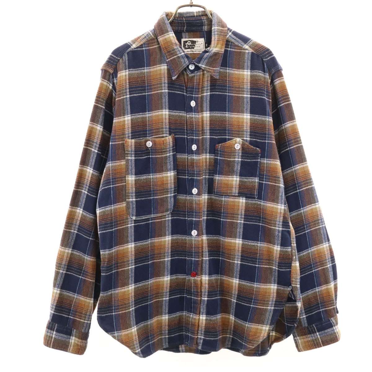 Engineered Garments エンジニアードガーメンツ USA製 チェック柄 長袖 ネルシャツ M ネイビー