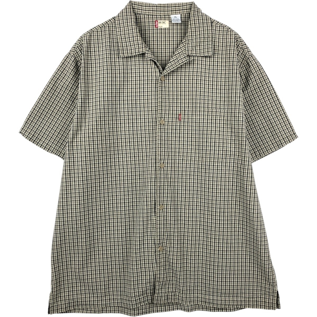 古着 ~00年代 リーバイス Levi's RED TAB チェック柄 半袖 オープンカラー コットンシャツ ボックスシャツ メンズXL相当/eaa657979