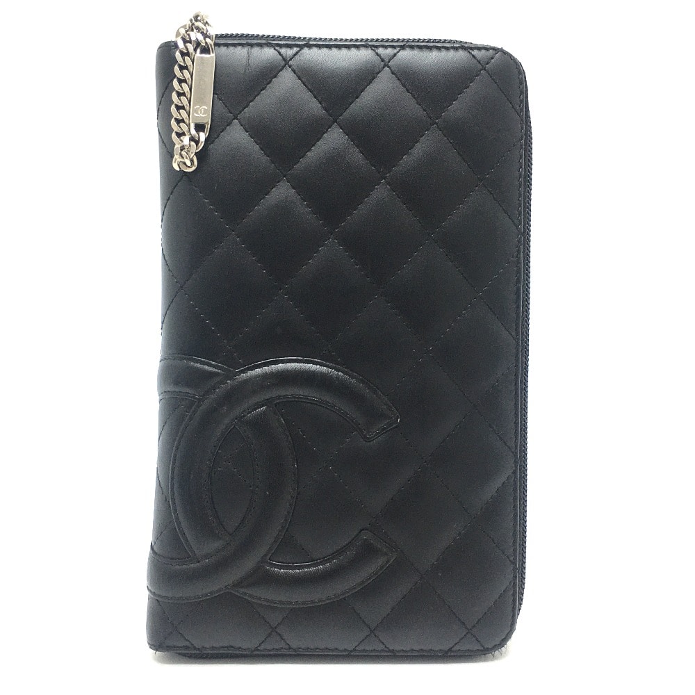 シャネル CHANEL オーガナイザー A26710 カンボンライン ラウンドファスナー ヴィンテージシャネル Vintage Chanel 長財布 カーフレザー ブラック×ピンク