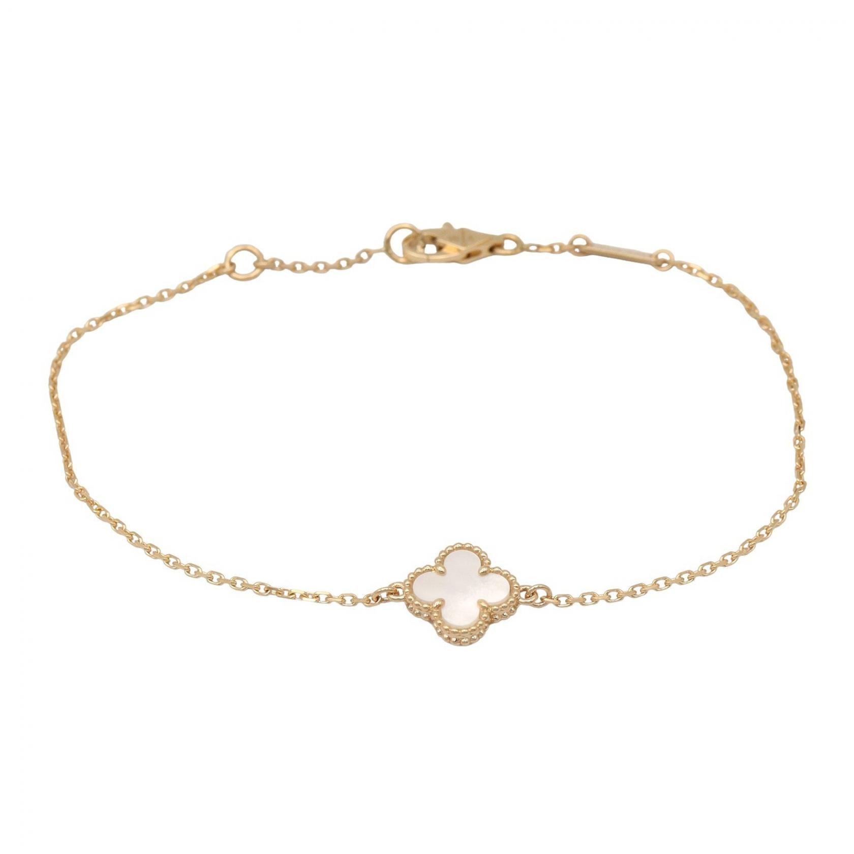 ヴァンクリーフ&アーペル Van Cleef & Arpels スウィートアルハンブラブレスレット マザオブパール ブレスレット アクセサリー K18(イエローゴールド) マザーオブパール レディース ホワイト系 / ゴールド系