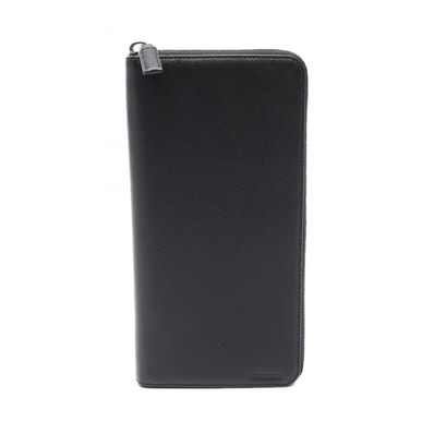 プラダ PRADA SAFFIANO 1 ラウンド長財布 財布 サフィアーノレザー メンズ レディース ブラック系 2ML220 【中古】
