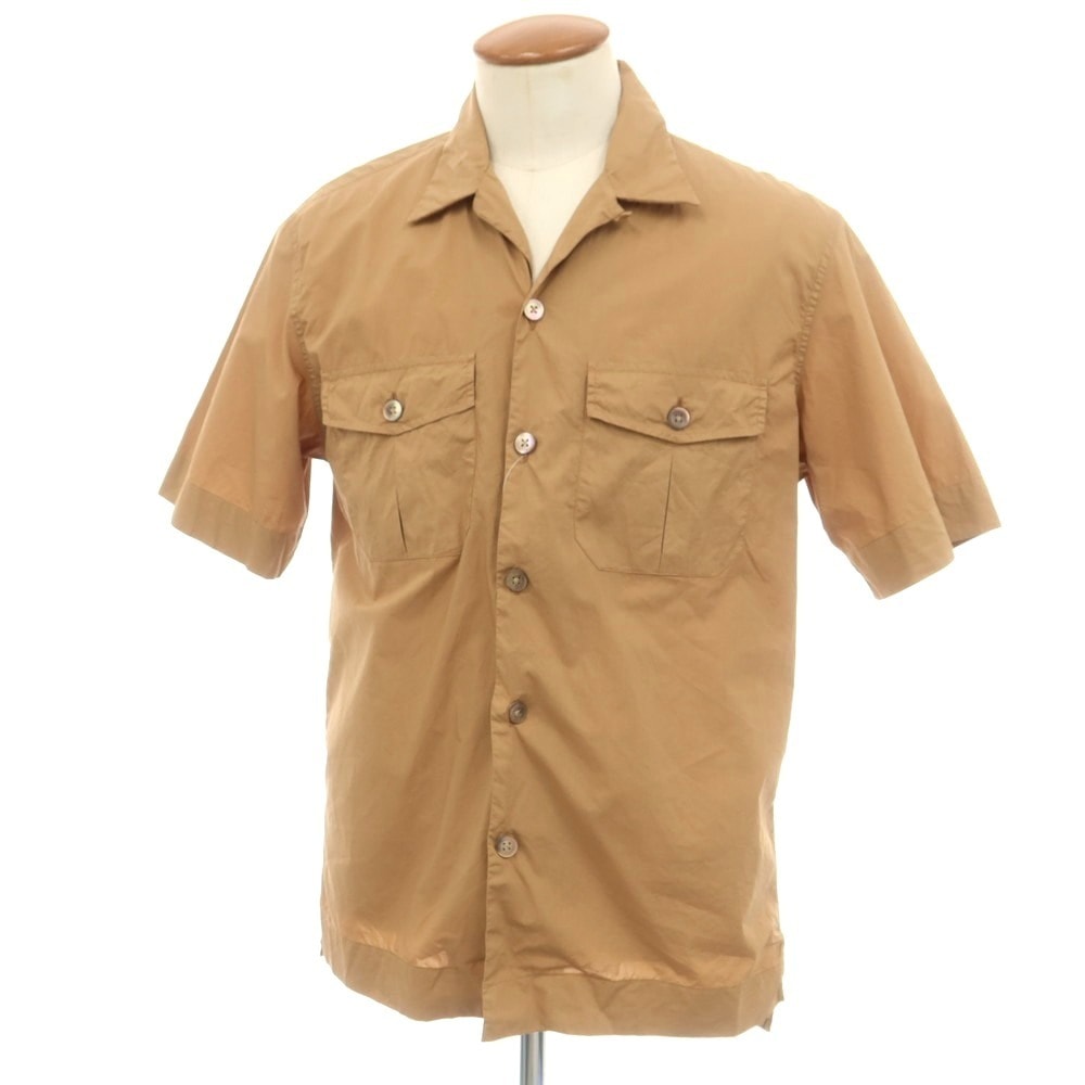 【中古】ポールスミスコレクション PAUL SMITH COLLECTION コットン オープンカラー 半袖シャツ ベージュ【サイズM】【メンズ】
