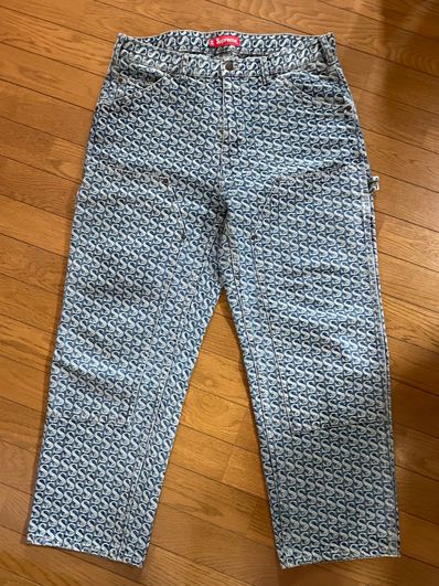 Supreme Monogram Double Knee Denim Painter Pant "Blue"