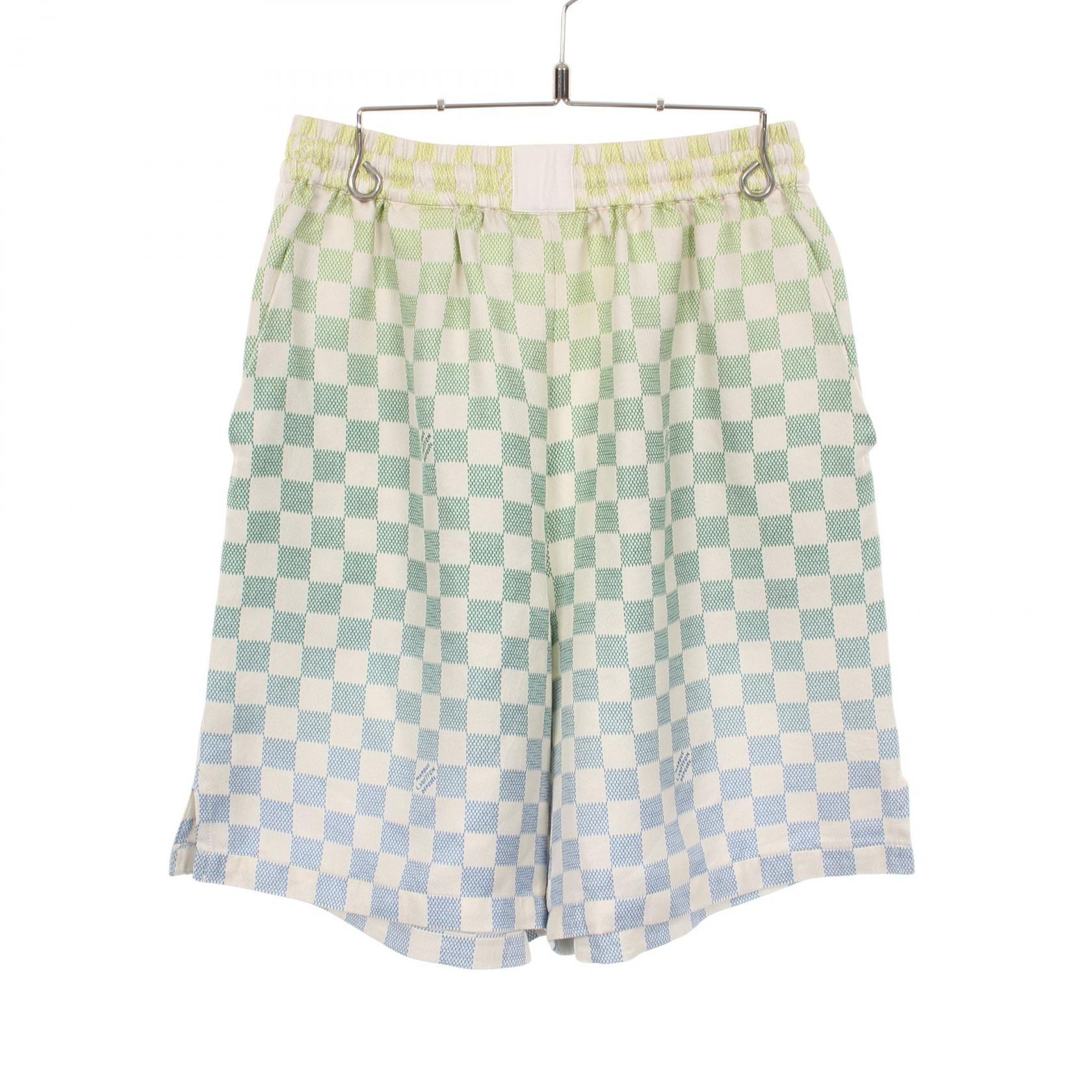 ルイ・ヴィトン LOUIS VUITTON ダミエ グラディエント プリントシルクショーツ パンツ 衣料品 ボトムス シルク コットン メンズ ホワイト系 / グリーン系 / ブルー系 RM252MV SHC HTP31W 【中古】