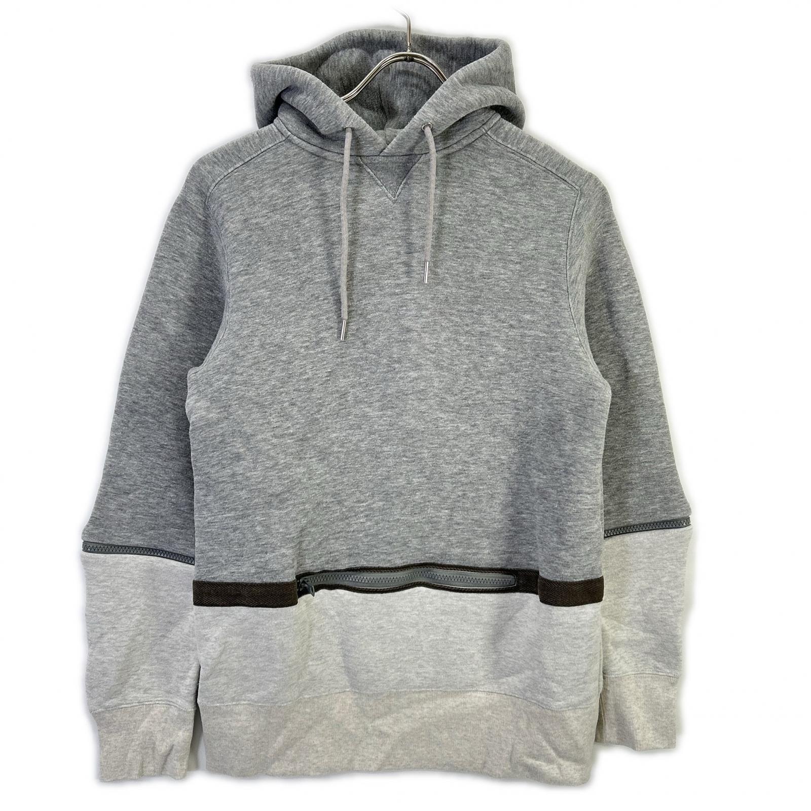 サカイ 20AW 20-02409M グレー×ホワイト コットン デタッチャブルスリーブ2トーンフーディ 1