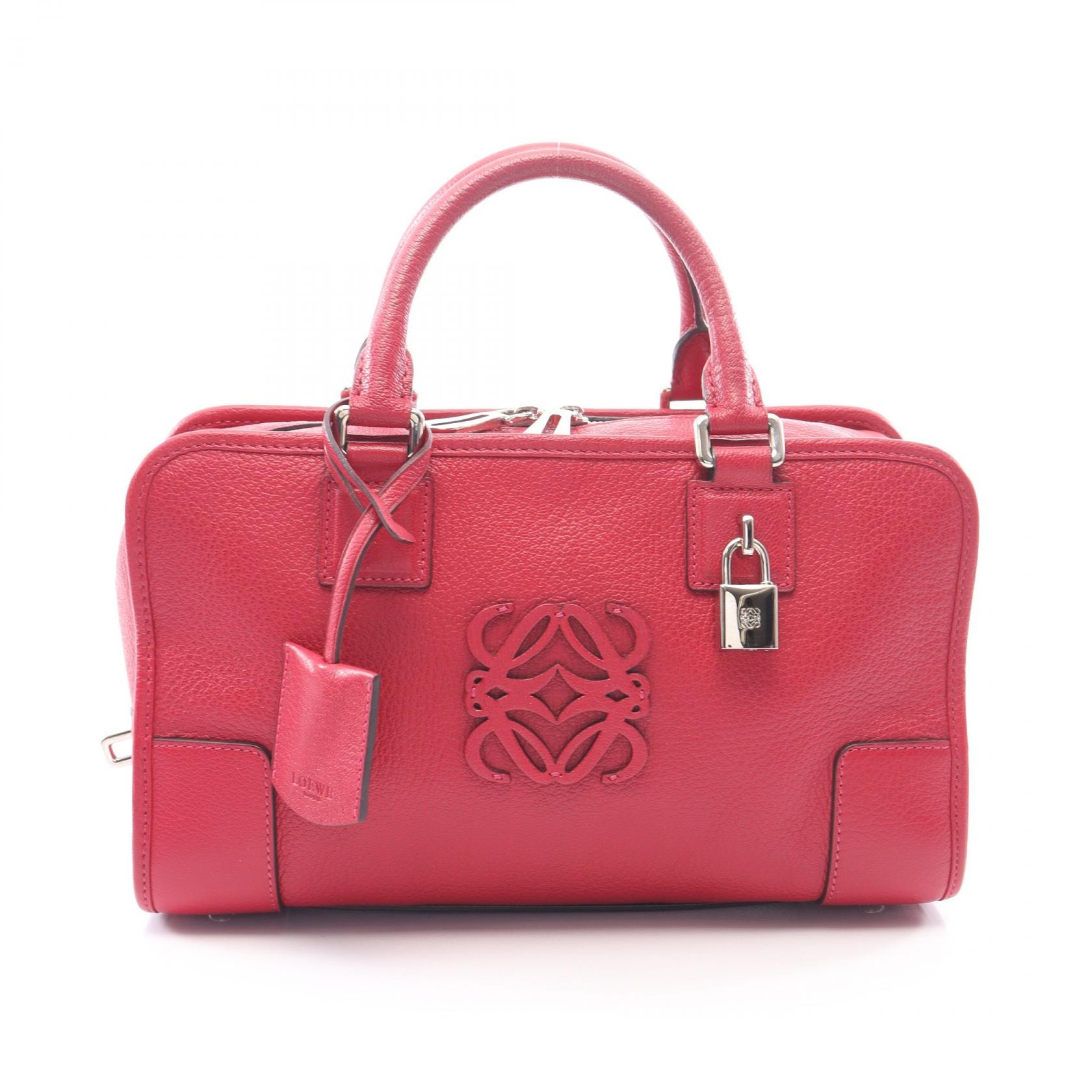 ロエベ LOEWE アマソナ28 ハンドバッグ バッグ レザー レディース ピンク系 【中古】