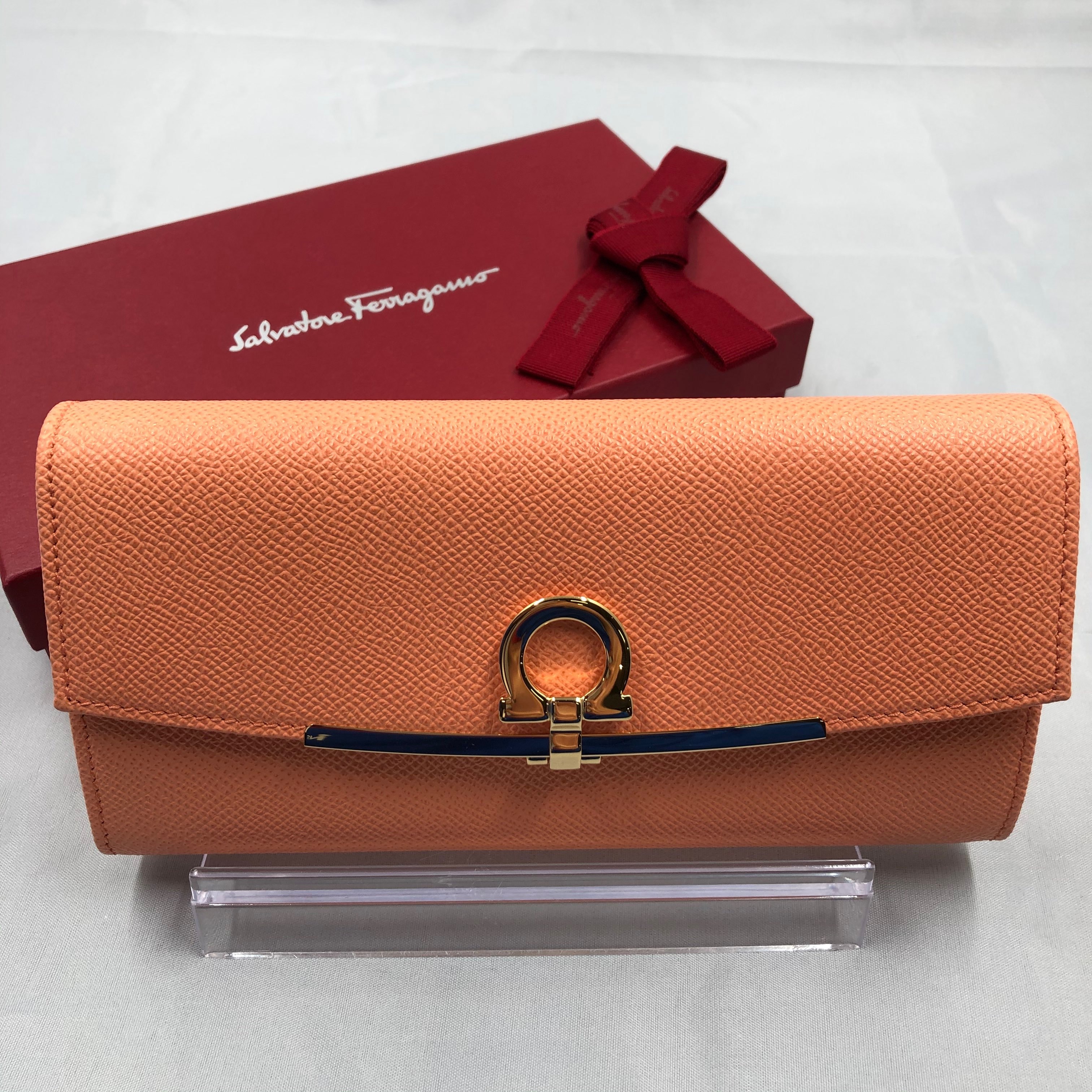 Salvatore Ferragamo Gancini Long Wallet "Orenge"