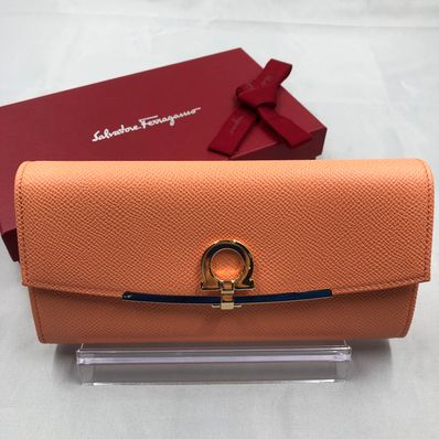 Salvatore Ferragamo Gancini Long Wallet "Orenge"