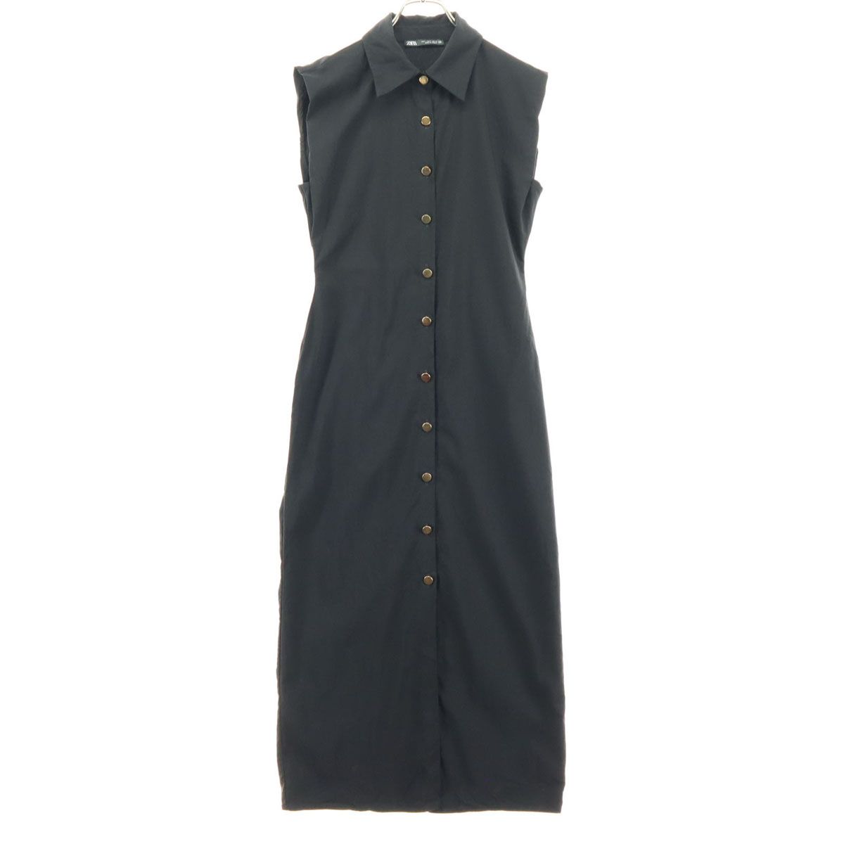 ZARA ザラ ノースリーブ シャツワンピース S ブラック