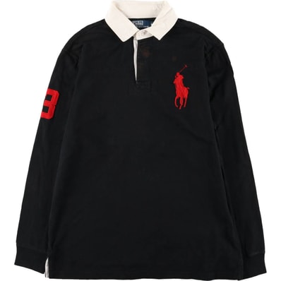 古着 ラルフローレン Ralph Lauren POLO by Ralph Lauren ビッグポニー 長袖 ラガーシャツ メンズM相当/eaa581125