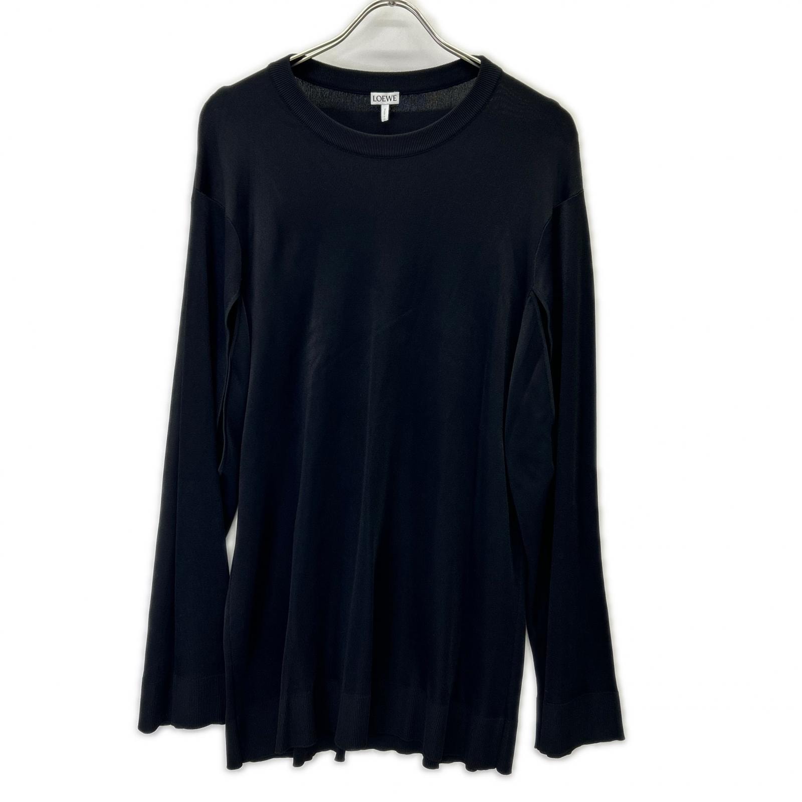 ロエベ ブラック アナグラムチャーム スリーブカット オーバーサイズ ロングスリーブジャージープルオーバー M