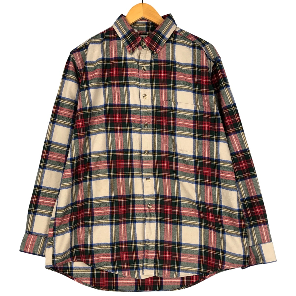 古着 80~90年代 エルエルビーン L.L.Bean タータンチェック 長袖 ボタンダウン ライトネルチェックシャツ USA製 メンズL相当 ヴィンテージ/eaa599461