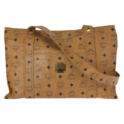 MCM エム シー エム ヴィンテージ ヴィセトス ブラウン キャメル ゴールド金具 PVC ショルダーバッグ トートバッグ 601049 【中古】