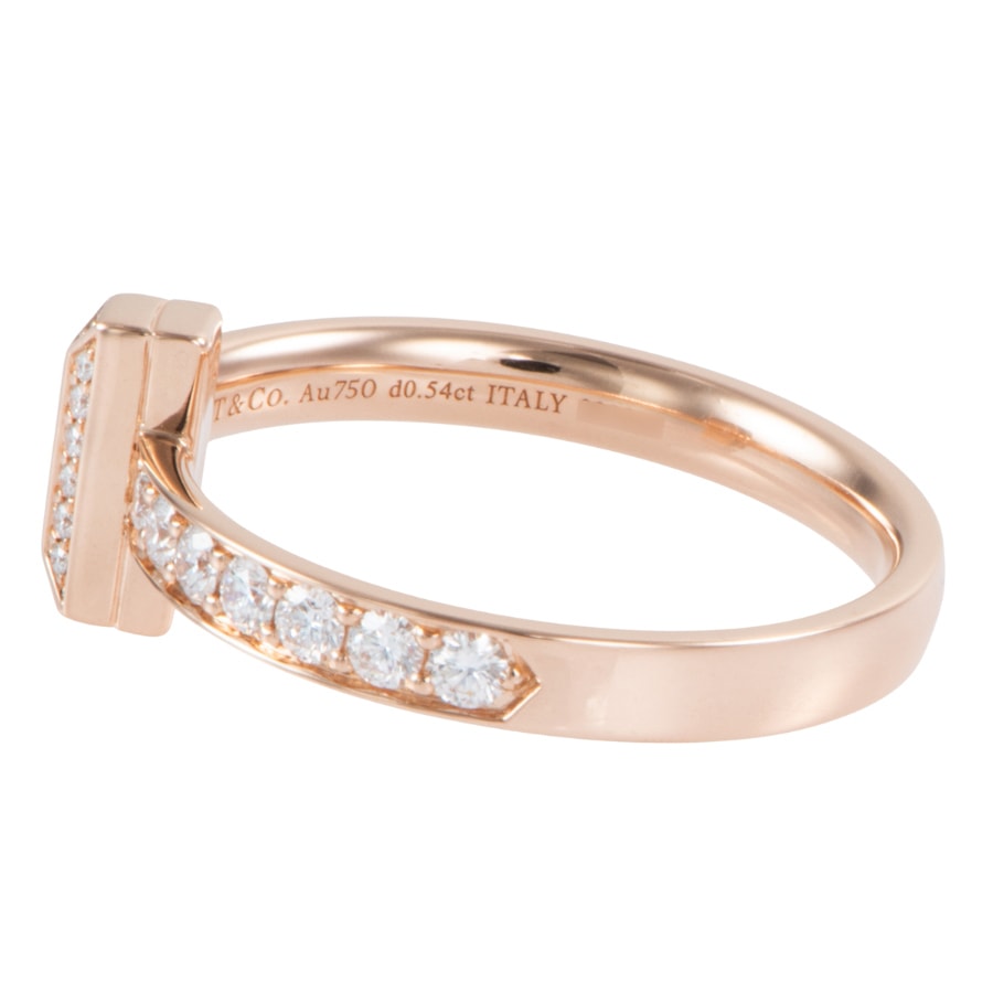 TIFFANY&Co. ティファニー Tワン リング・指輪 25号 K18PG ダイヤモンド ピンク ゴールド【中古】