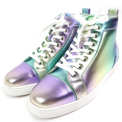 未使用品 クリスチャンルブタン ハイカットスニーカー F メタリックオーロラカラー