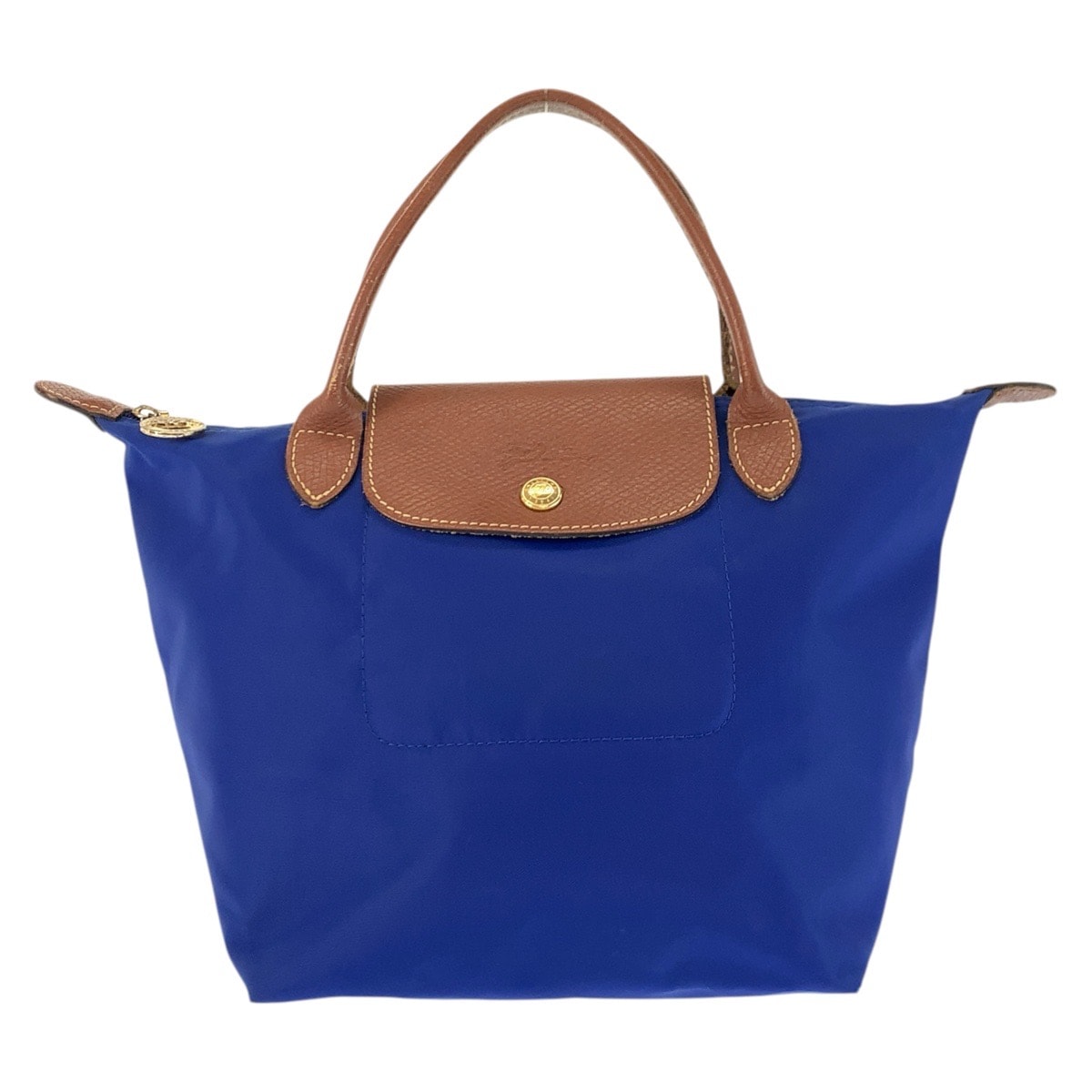 Longchamp ロンシャン ルプリアージュ ブルー ブラウン ゴールド金具 ナイロン レザー/ トートバッグ ハンドバッグ 602853 【中古】