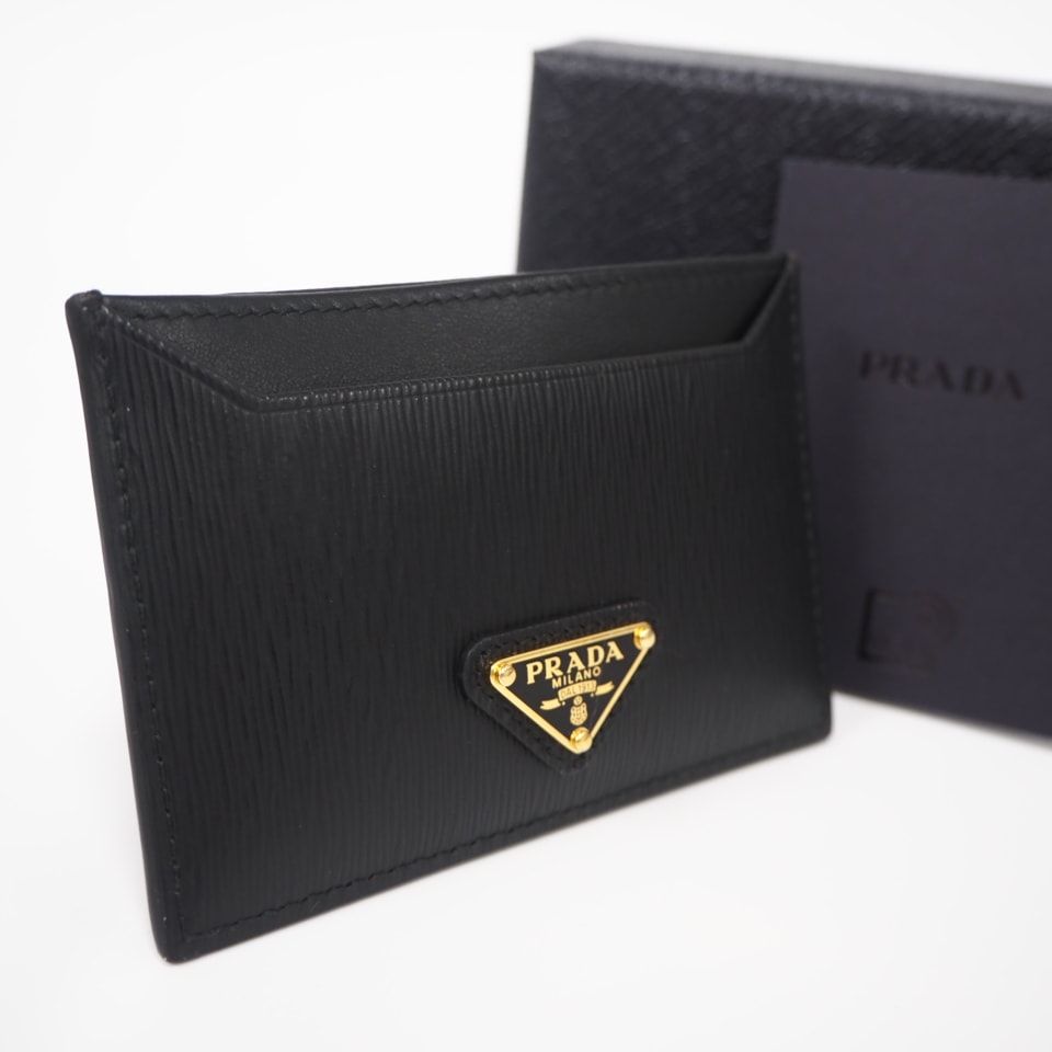 PRADA Vitello Move Leather Card Holder "Black"