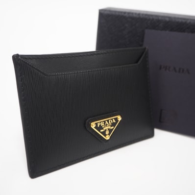 PRADA Vitello Move Leather Card Holder "Black"