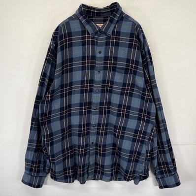 古着 ブルックスブラザーズ Brooks Brothers 長袖シャツ ネルシャツ チェック柄 胸ポケット 1818 ボタンダウン XL ネイビー系 メンズ