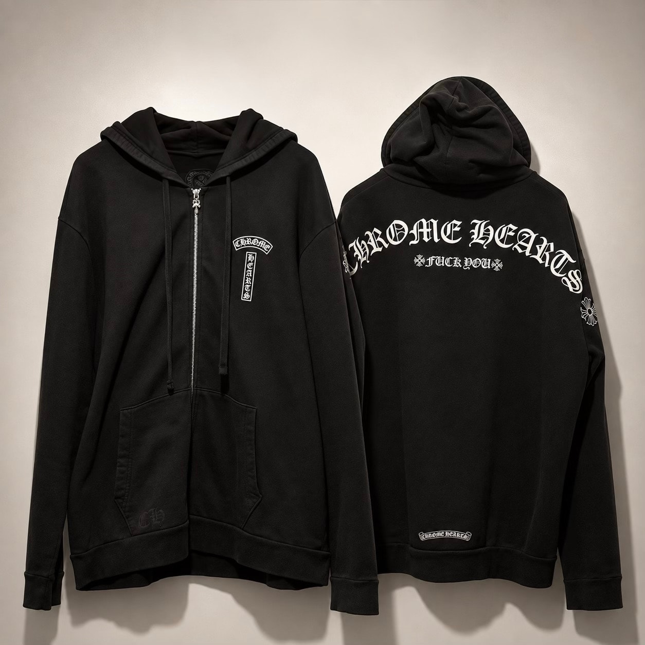 Chrome Hearts Fuck You Arch Logo Zip Up Hoodie "Black"