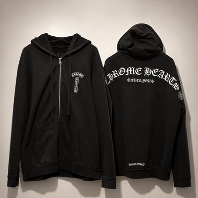 Chrome Hearts Fuck You Arch Logo Zip Up Hoodie "Black"