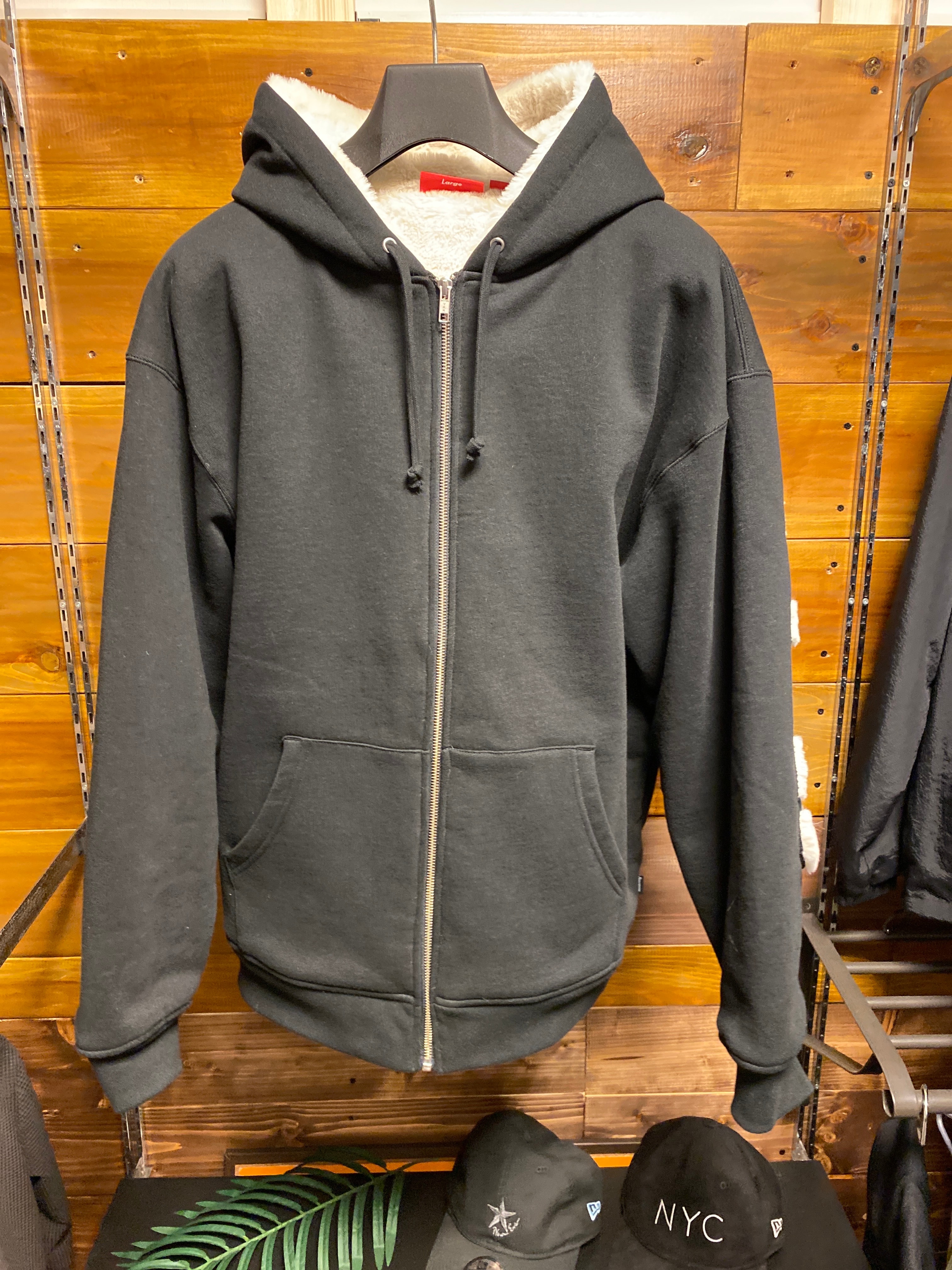 Supreme Faux Fur Lined Zip Up Hooded Sweatshirt "Black"