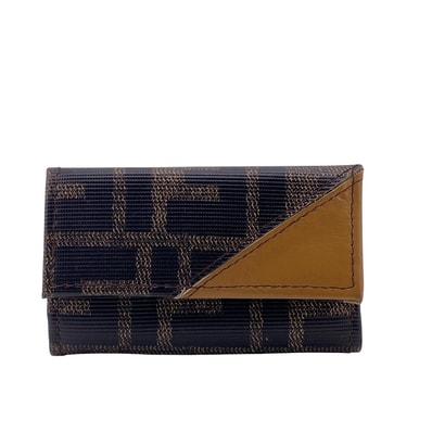 フェンディ FENDI キーケース ズッカ ヴィンテージ 三つ折り コインケース付き ブラウン